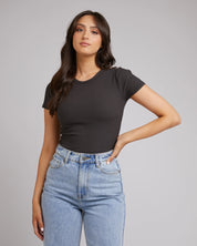 EVE RIB BABY TEE WASHED BLACK