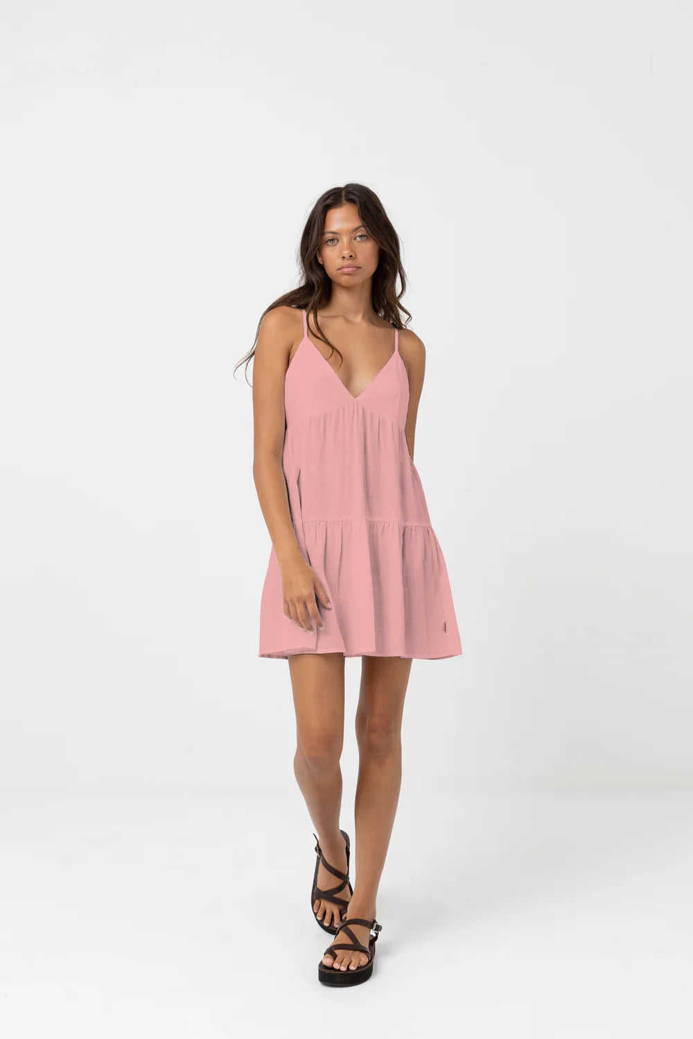 RHYTHM CLASSIC MINI TIERED MINI DRESS ROSE