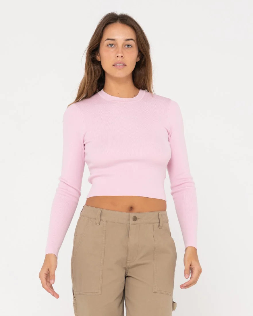 RUSTY AMELIA CROPPED LONG SLEEVE KNIT TOP