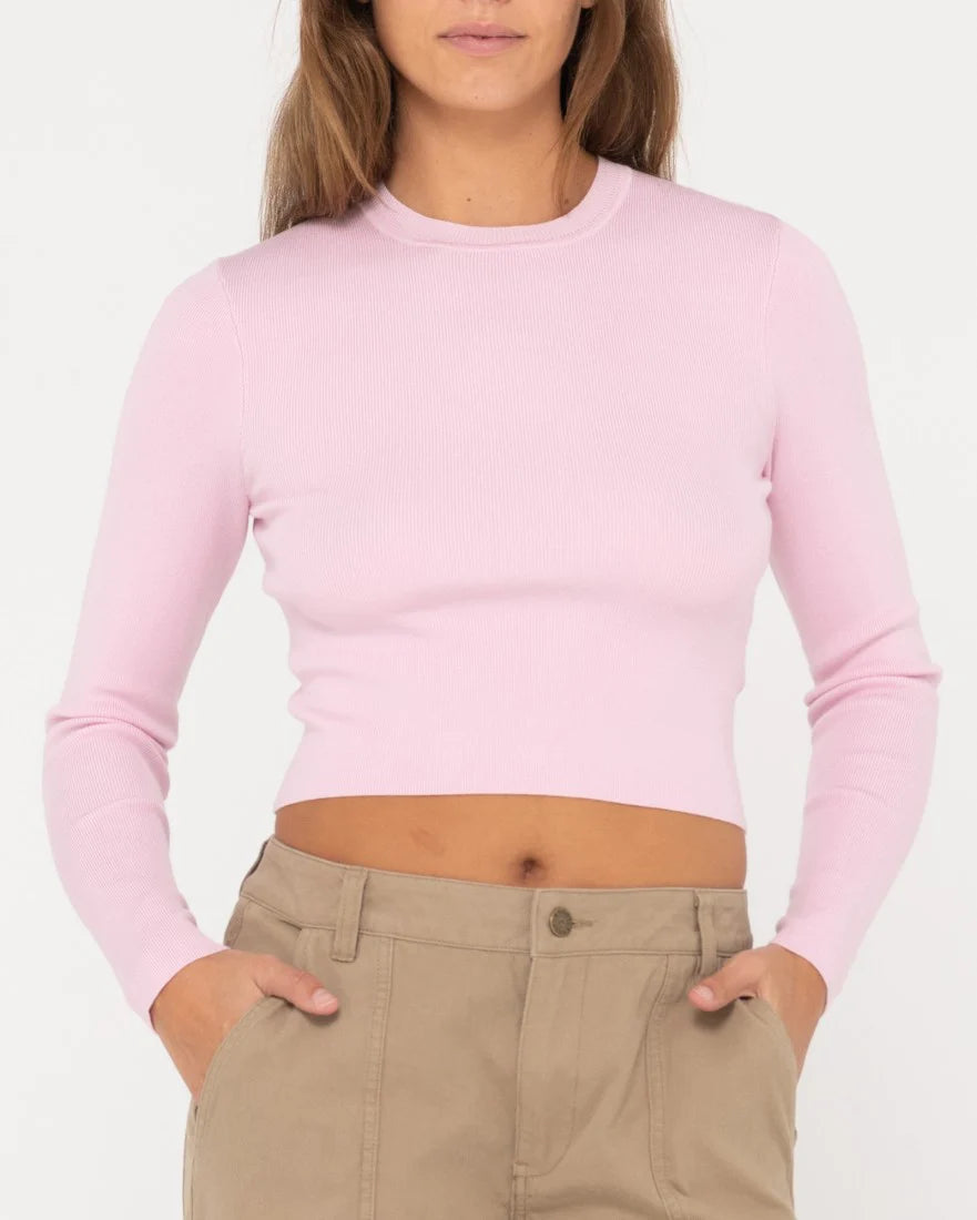 RUSTY AMELIA CROPPED LONG SLEEVE KNIT TOP