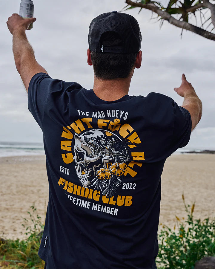 MAD HUEYS TROPIC CAUGHT FK ALL TEE NAVY