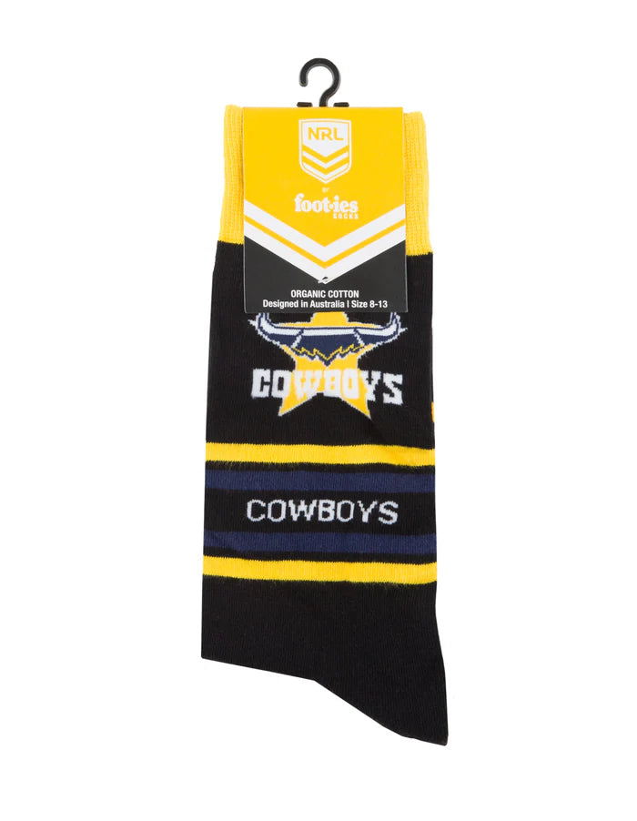 NRL NORTH QUEENSLAND COWBOYS STRIPE ORGANIC COTTON SOCK