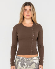 RUSTY BUTTON UP LONG TOP - JAVA