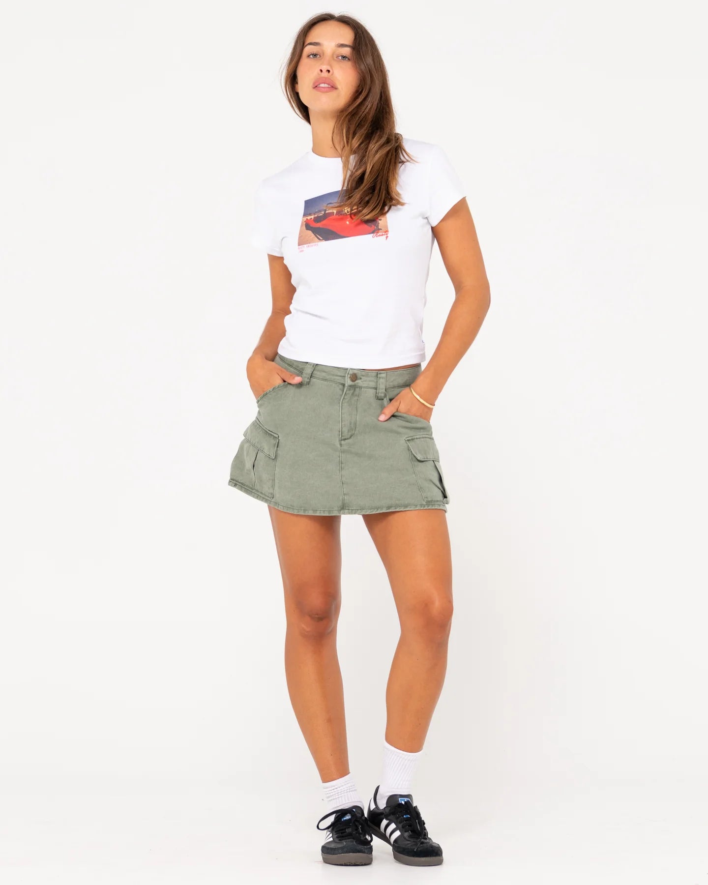 RUSTY BROOKS LOW RISE TWILL CARGO SKIRT