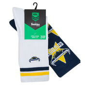 NRL NORTH QLD COWBOYS RETRO SNEAKER SOCK 2 PACK