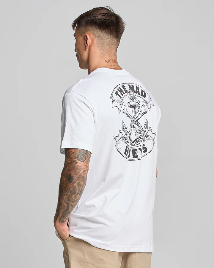 HUEYS ANCHOR BONES TEE WHITE