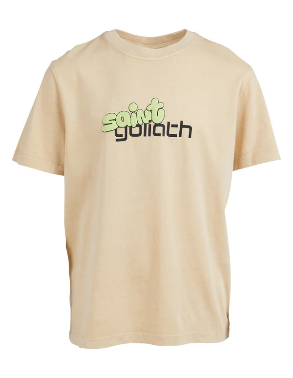 ST GOLIATH BUBBLE TEXT TEE TAN