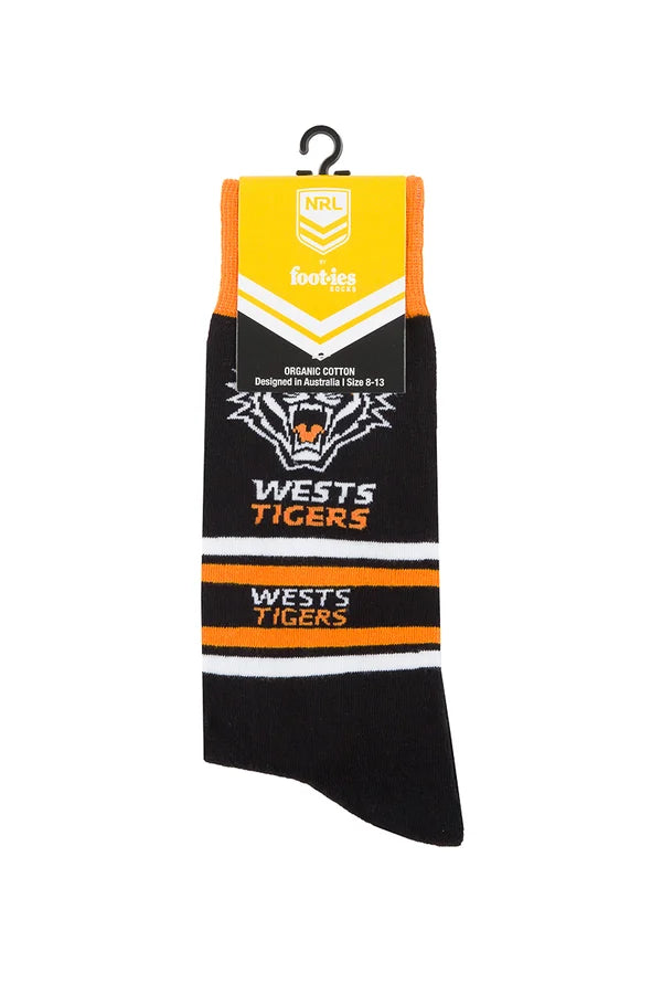 NRL WEST TIGERS STRIPE ORGANIC COTTON SOCK