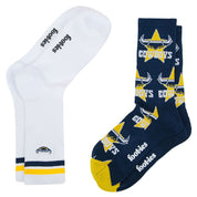 NRL NORTH QLD COWBOYS RETRO SNEAKER SOCK 2 PACK
