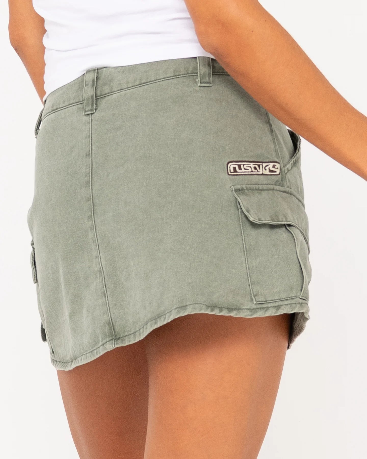 RUSTY BROOKS LOW RISE TWILL CARGO SKIRT