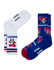 NRL NEWCASTLE KNIGHTS RETRO SNEAKER SOCK 2 PACK