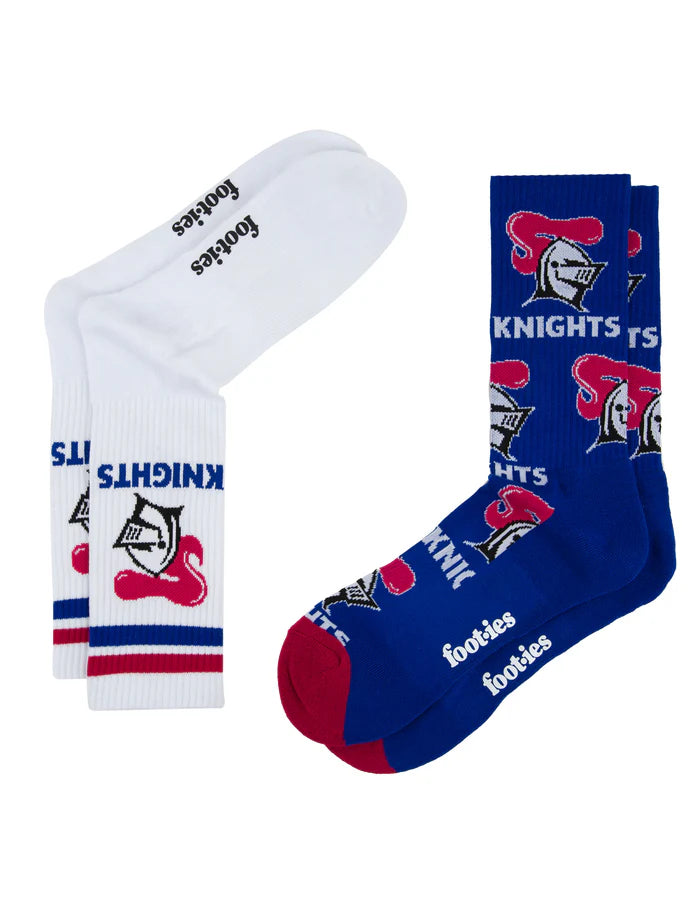 NRL NEWCASTLE KNIGHTS RETRO SNEAKER SOCK 2 PACK