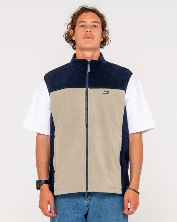 RUSTY ON THE RUN TECH FLEECE VEST - ABBEY STONE