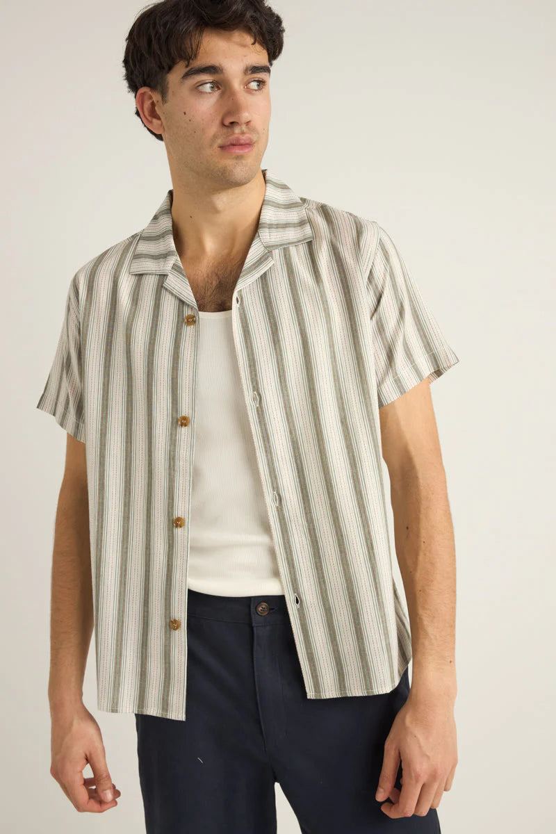 RHYTHM VACATION STRIPE SHIRT FERN