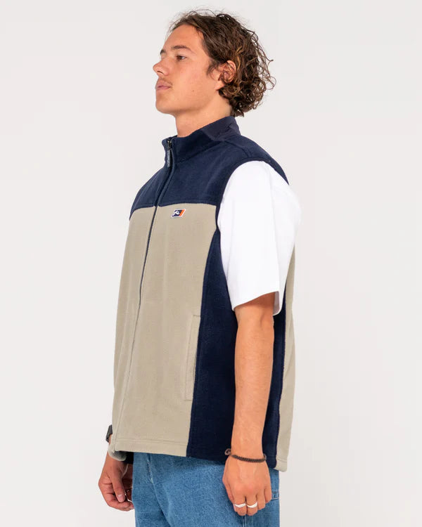 RUSTY ON THE RUN TECH FLEECE VEST - ABBEY STONE