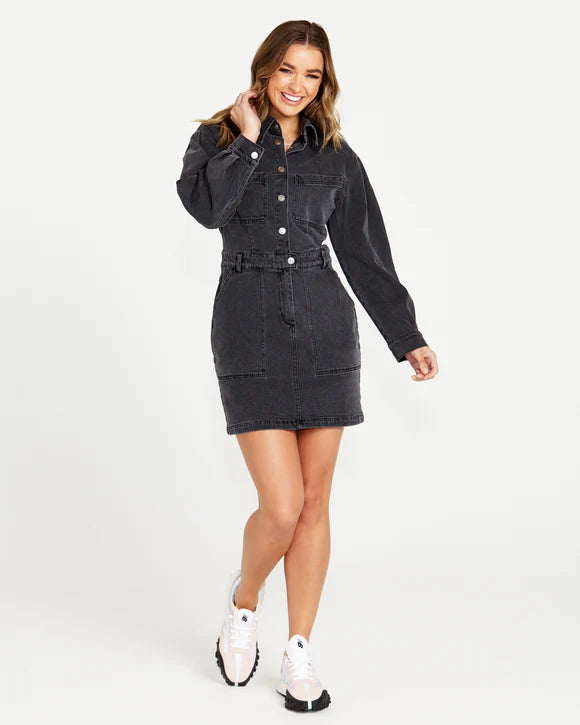 SASS GABRIELLE DENIM LONG SLEEVE DRESS