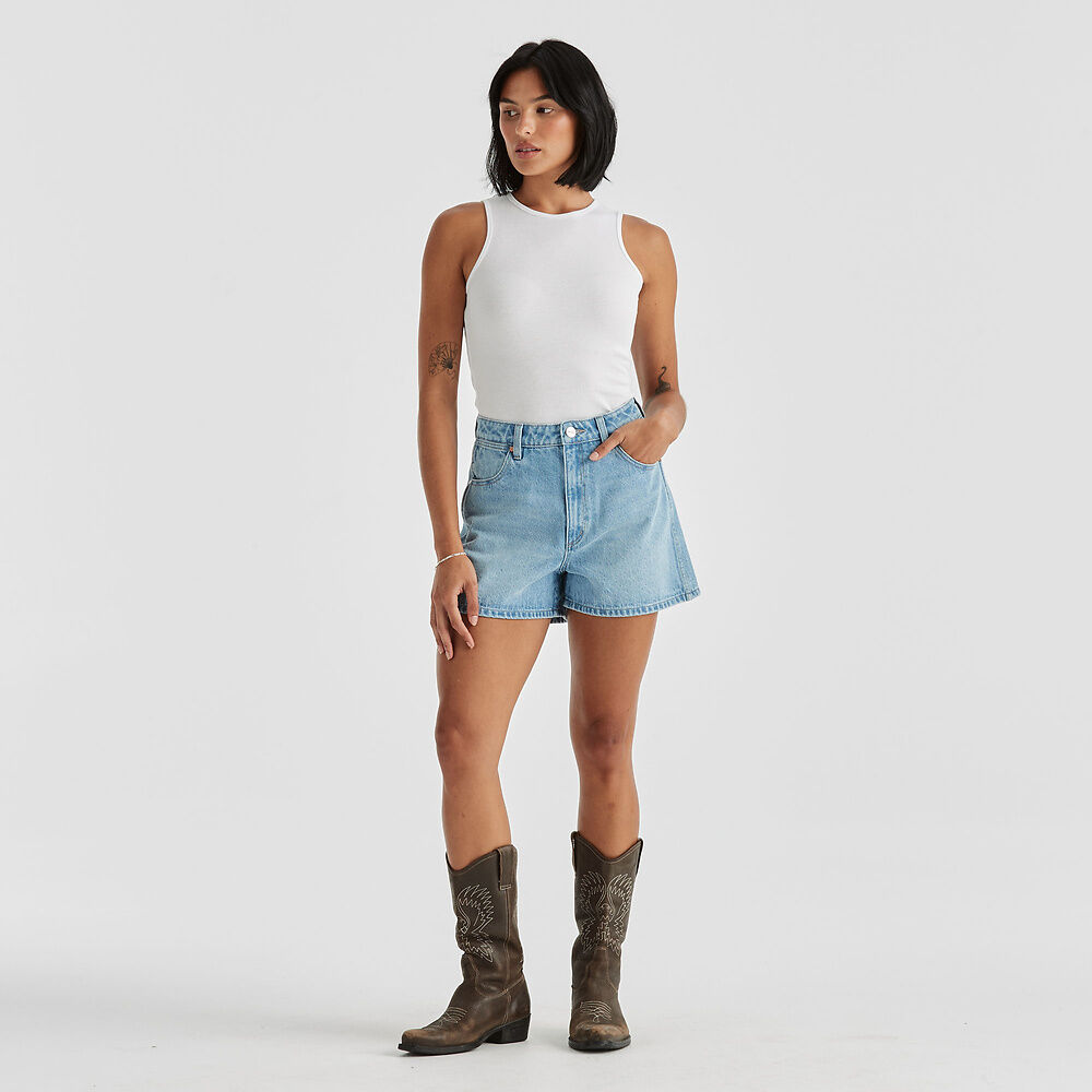 WRANGLER HI BELLS SHORT GROOVE BLUE