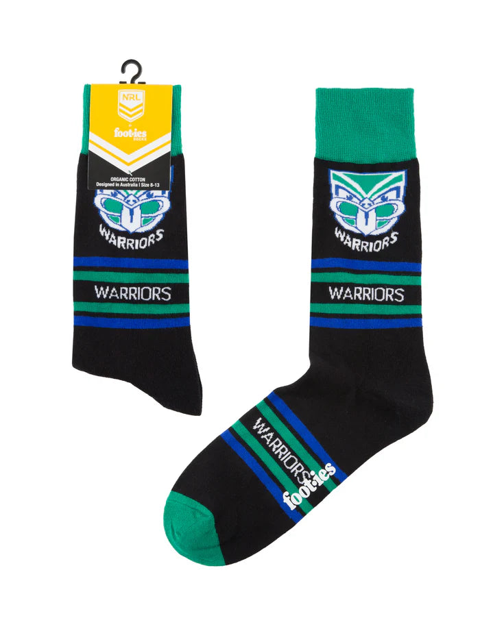 NRL NEW ZEALAND WARRIORS STRIPE ORGANIC COTTON SOCK