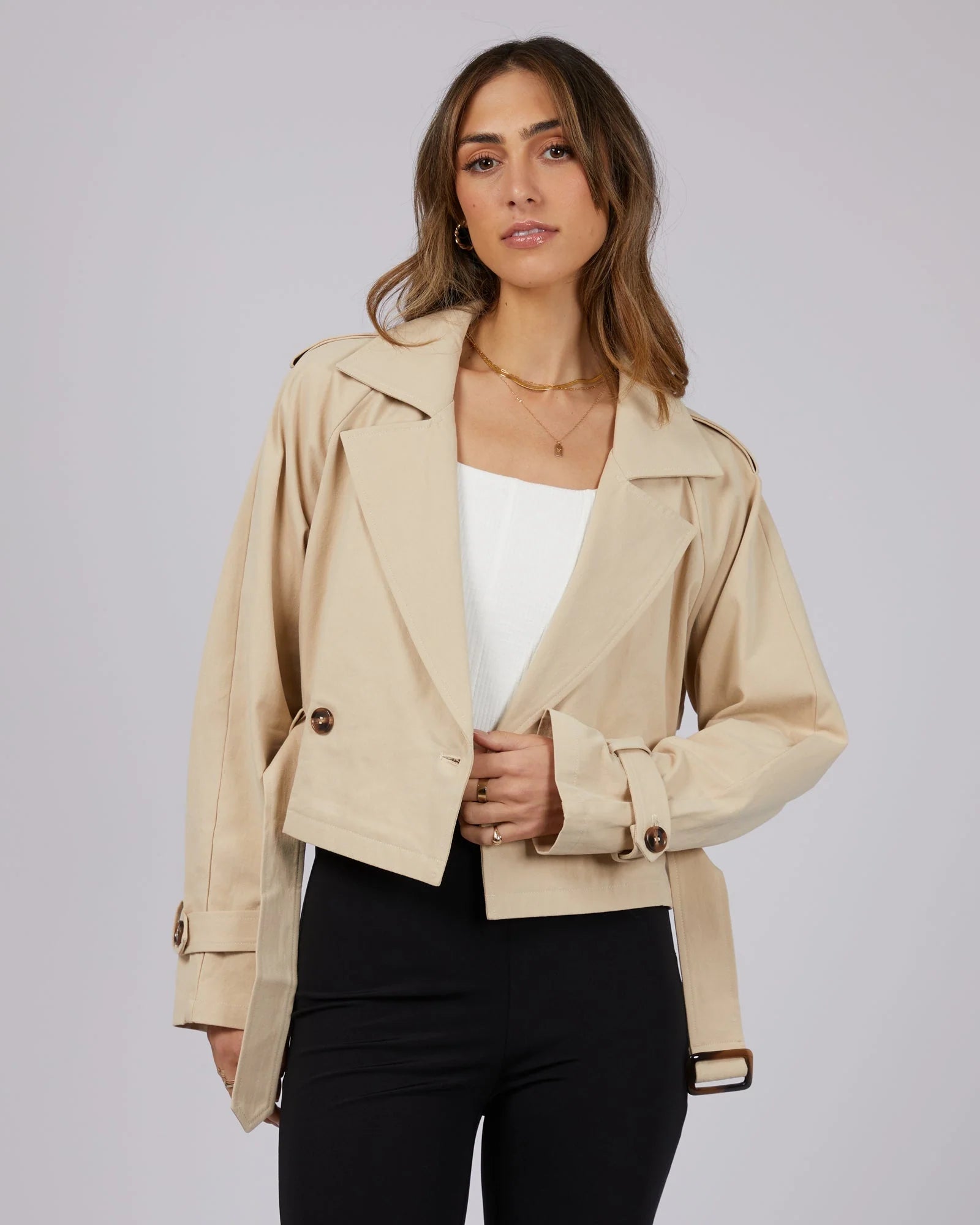 JORGE LAUREN CROPPED TRENCH COAT