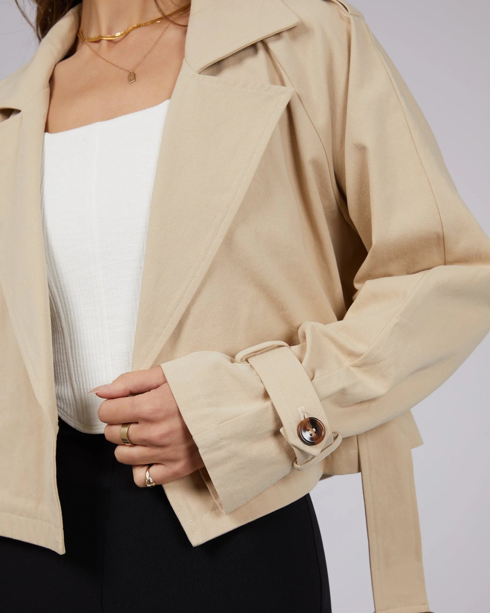 JORGE LAUREN CROPPED TRENCH COAT