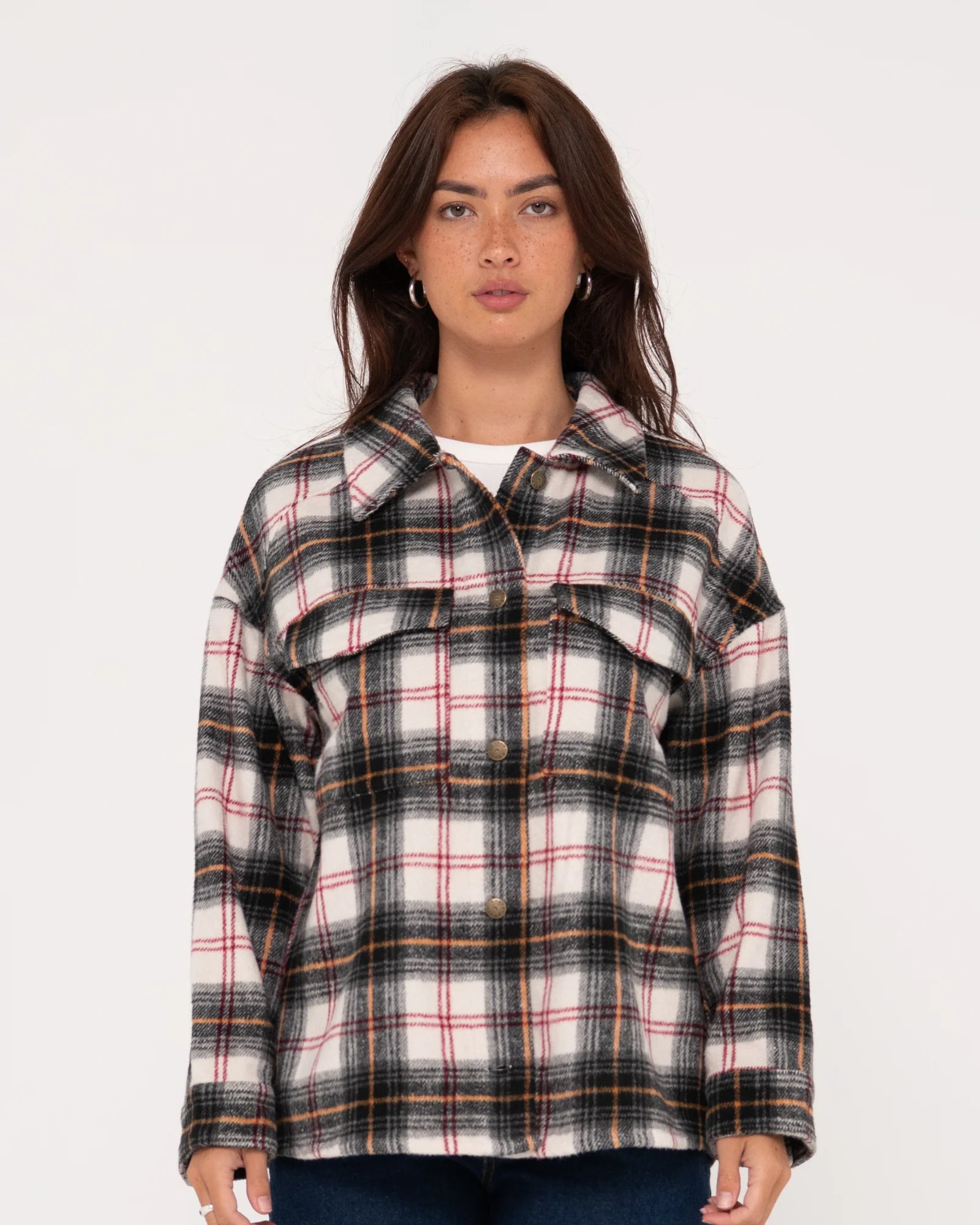 RUSTY STEMMING LONG SLEEVE PLAID OVER SHIRT