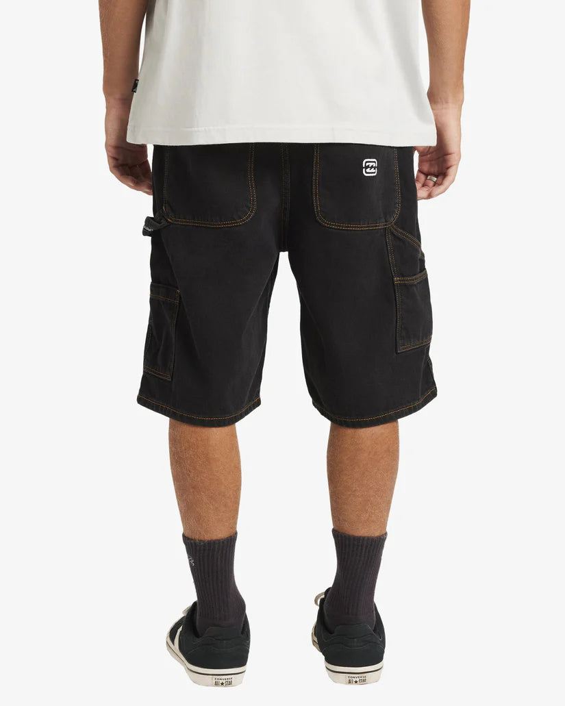 BILLABONG BAD DOG WORKWEAR SHORT - WASHED BLACK