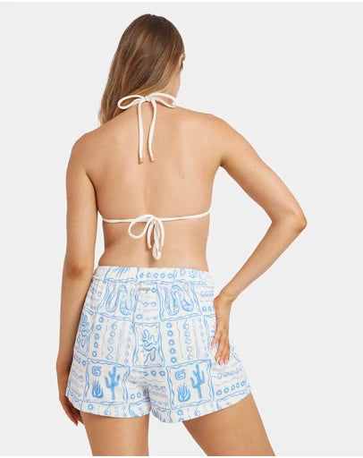 BILLABONG WOMENS SUNRISE SANDS SHORTS TEXTURED SUMMER SHORT WITH ELASTIC WAIST SALT CRYSTAL