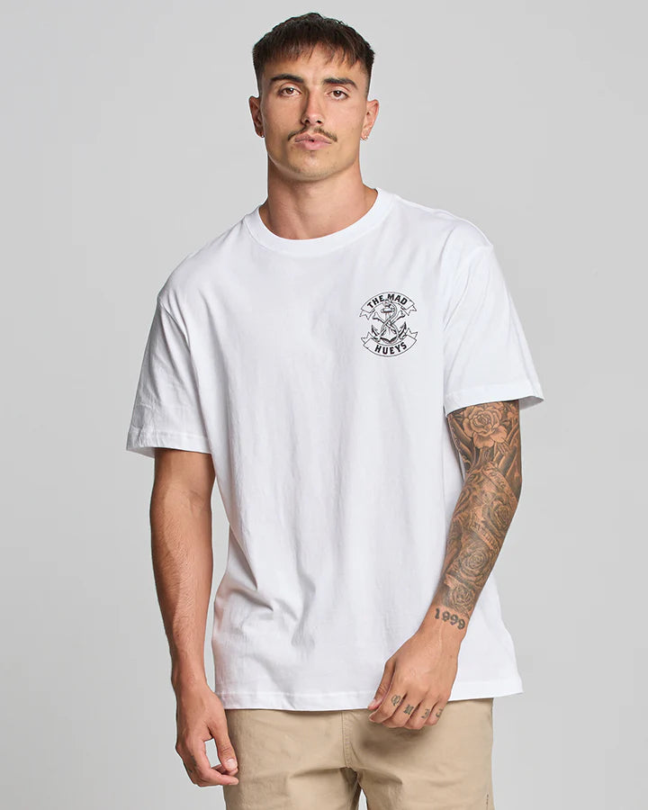 HUEYS ANCHOR BONES TEE WHITE