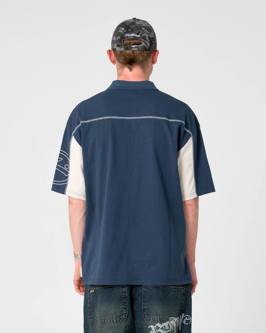 RUSTY CYBERWAVE OVERSIZED POLO – CHINA BLUE
