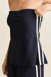RHYTHM CONTRAST LINEN STRAPLESS TOP – OCEAN