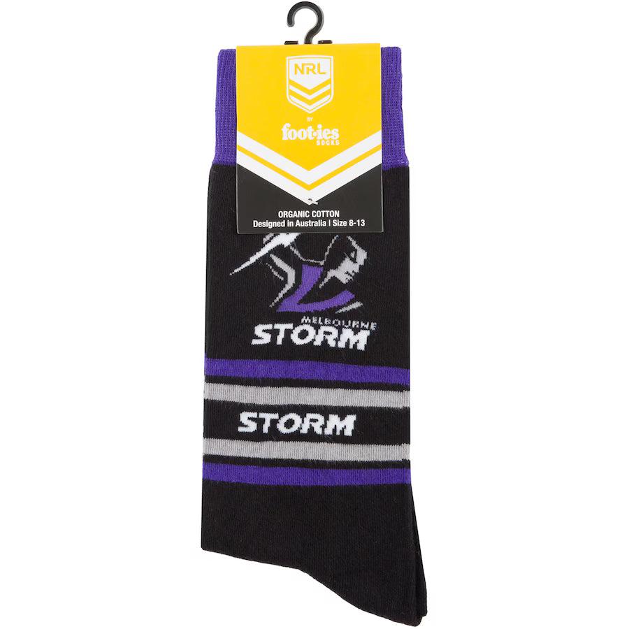 NRL MELBOURNE STORM STRIPE ORGANIC COTTON SOCK