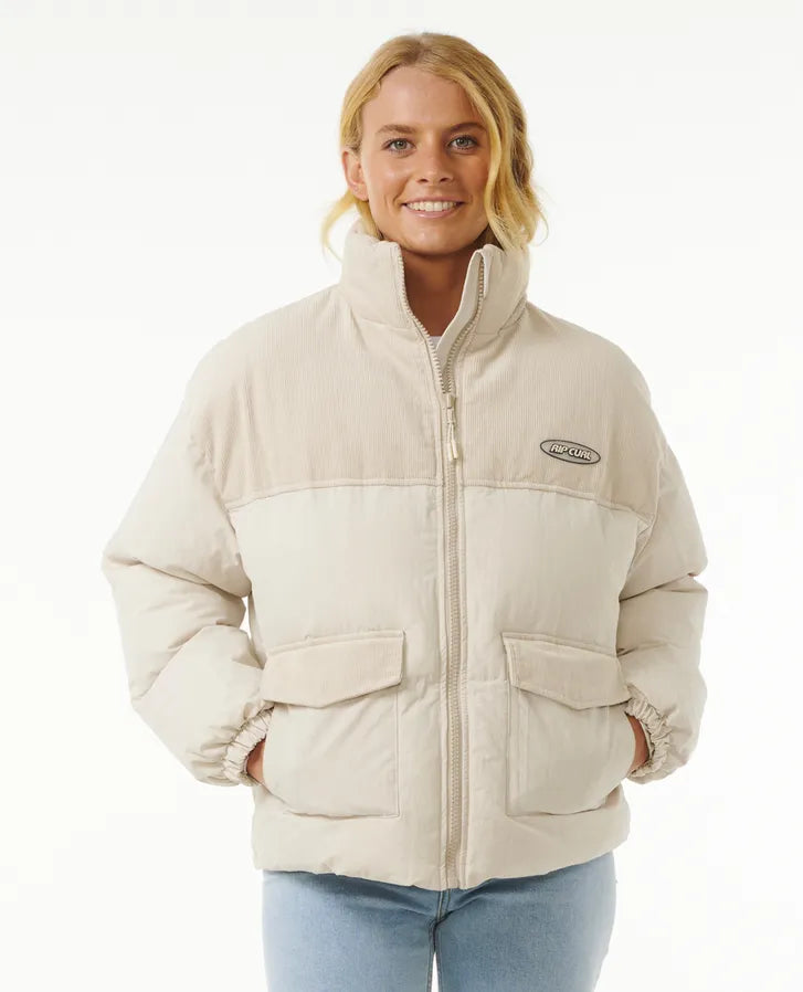 HIGH TIDE MIXED CORD PUFFER - OFF WHITE