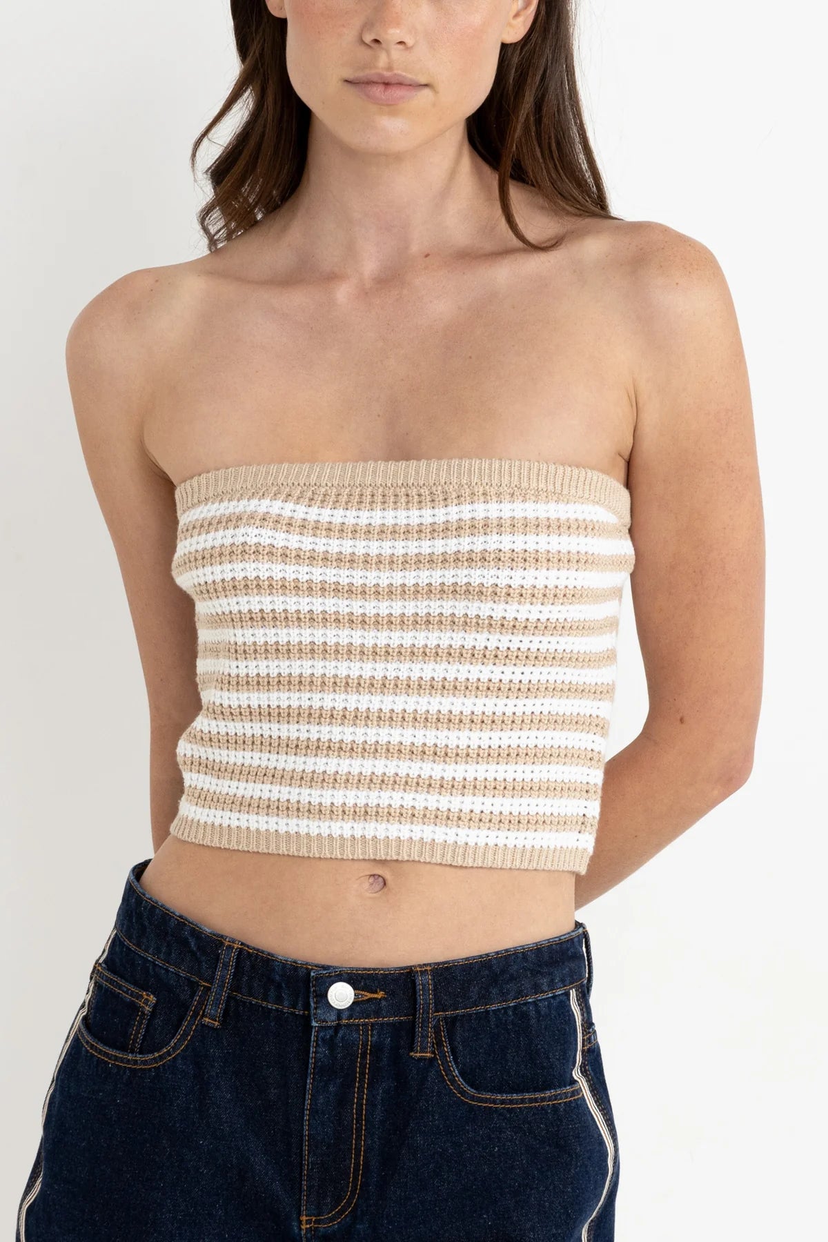 RHYTHM STRIPE STRAPLESS KNIT TOP