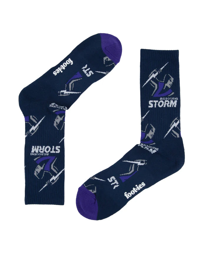 NRL MELBOURNE STORM RETRO SNEAKER SOCK 2 PACK