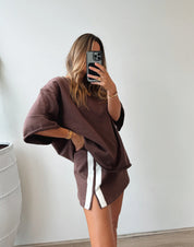 LUNA LANE THE MAYA MINI SKIRT CHOCOLATE