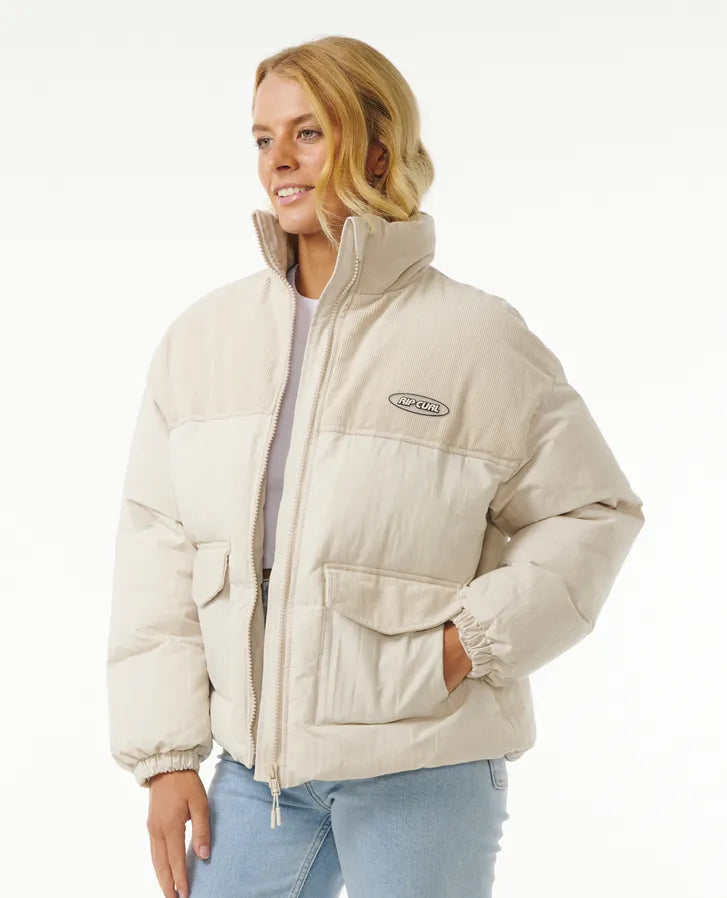HIGH TIDE MIXED CORD PUFFER - OFF WHITE