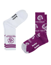NRL MANLY SEAEAGLES RETRO SNEAKER SOCK 2 PACK