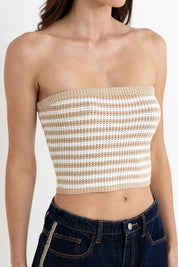 RHYTHM STRIPE STRAPLESS KNIT TOP