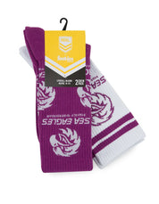 NRL MANLY SEAEAGLES RETRO SNEAKER SOCK 2 PACK