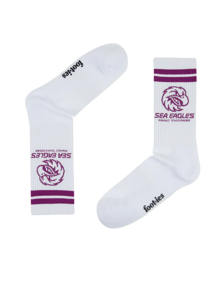 NRL MANLY SEAEAGLES RETRO SNEAKER SOCK 2 PACK