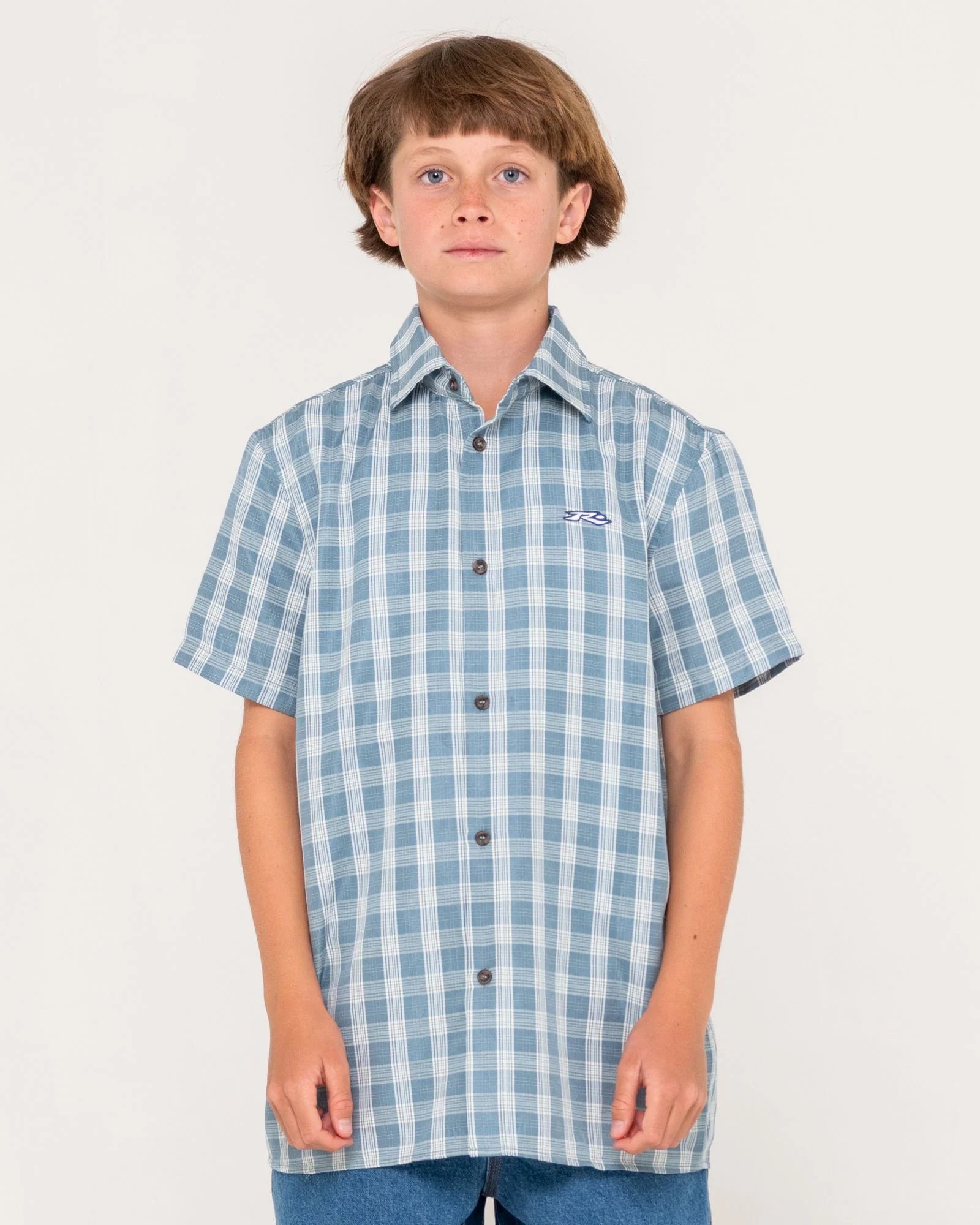 RUSTY DATSUN CHECK SHORT SLEEVE SHIRTS BOYS