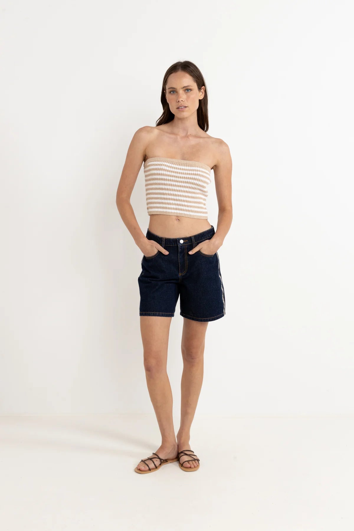 RHYTHM STRIPE STRAPLESS KNIT TOP