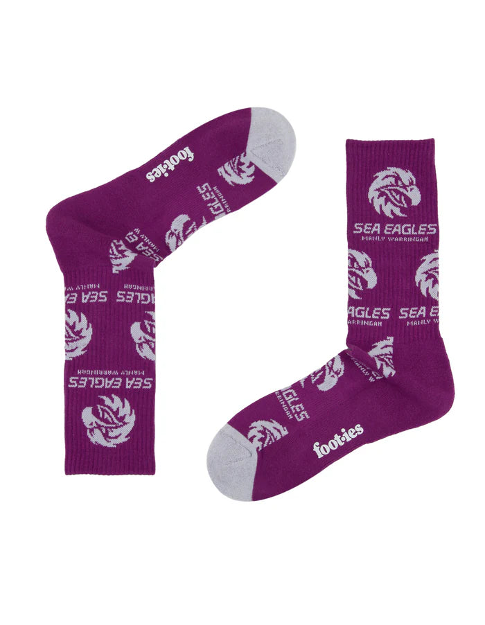NRL MANLY SEAEAGLES RETRO SNEAKER SOCK 2 PACK