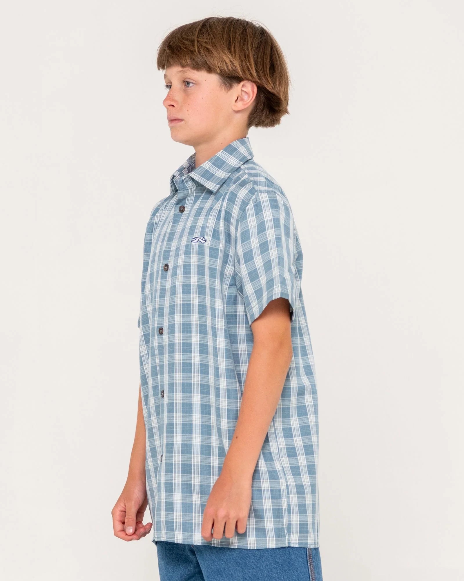 RUSTY DATSUN CHECK SHORT SLEEVE SHIRTS BOYS