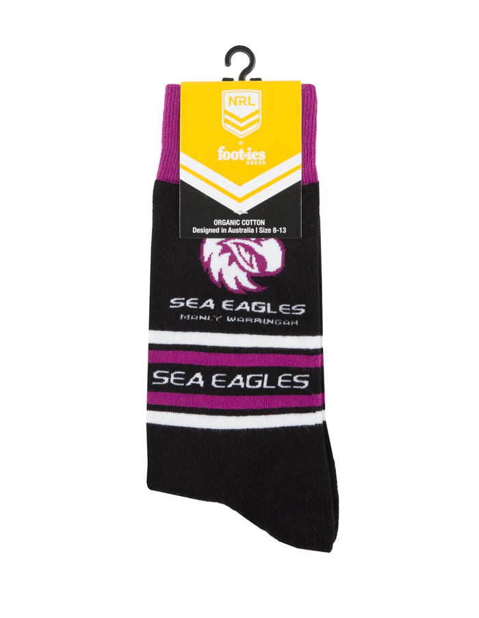 NRL MANLY SEA EAGLES STRIPE ORGANIC COTTON SOCK