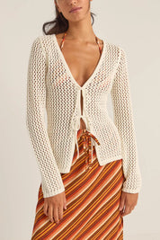 RHYTHM SEASHELL LONG SLEEVE TIE FRONT TOP