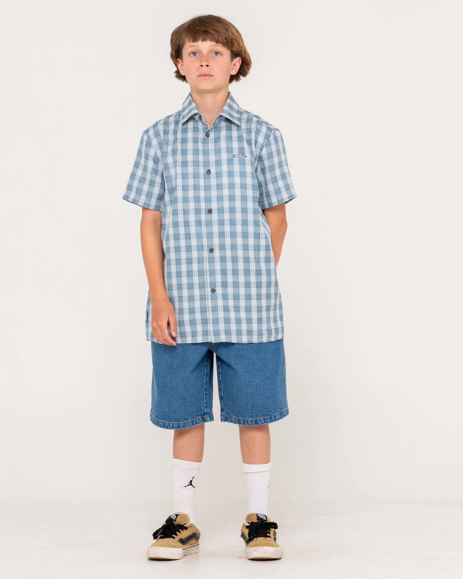 RUSTY DATSUN CHECK SHORT SLEEVE SHIRTS BOYS