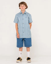 RUSTY DATSUN CHECK SHORT SLEEVE SHIRTS BOYS
