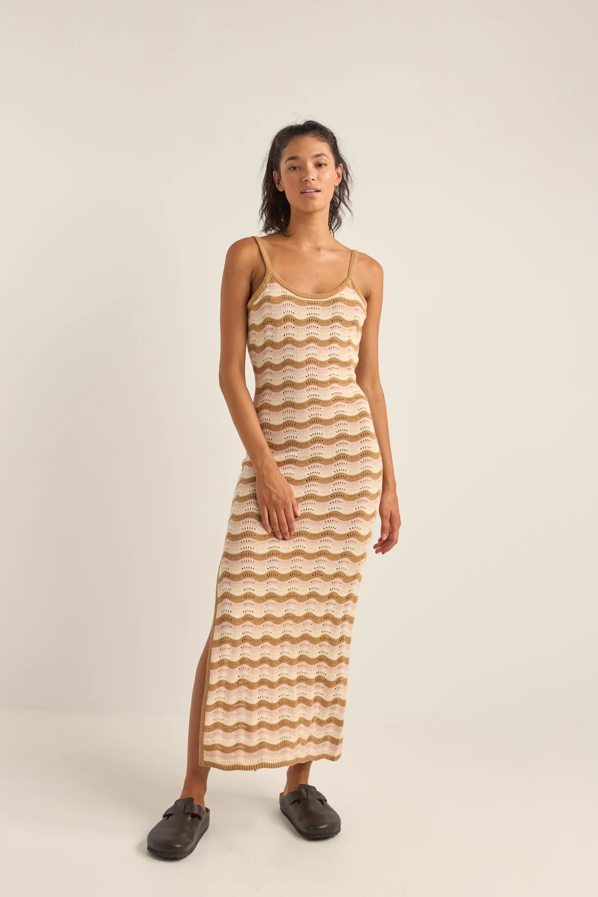 RHYTHM ARIES STRIPE KNIT MIDI DRESS