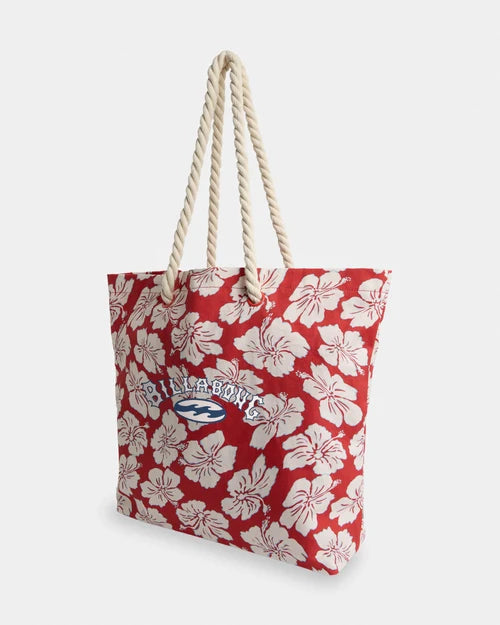 BILLABONG WOMENS PARADISE CALL BEACH TOTE BAG – RED CRUSH